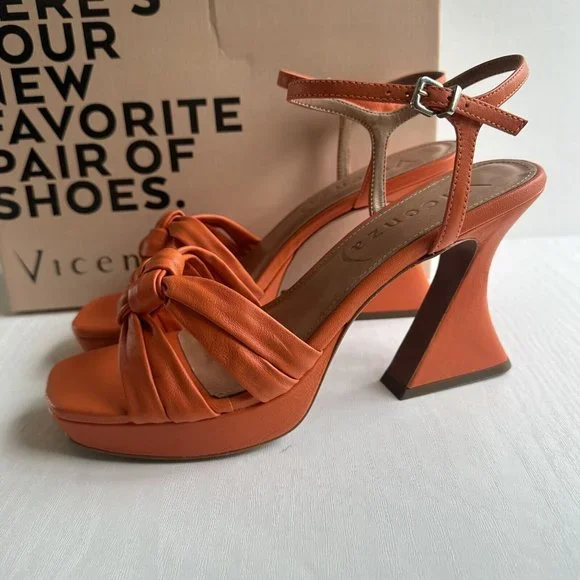 ANTHROPOLOGIE Vicenza Knotted Platform Heels Size 41 / UK 8 Orange BNIB - Picture 9 of 12